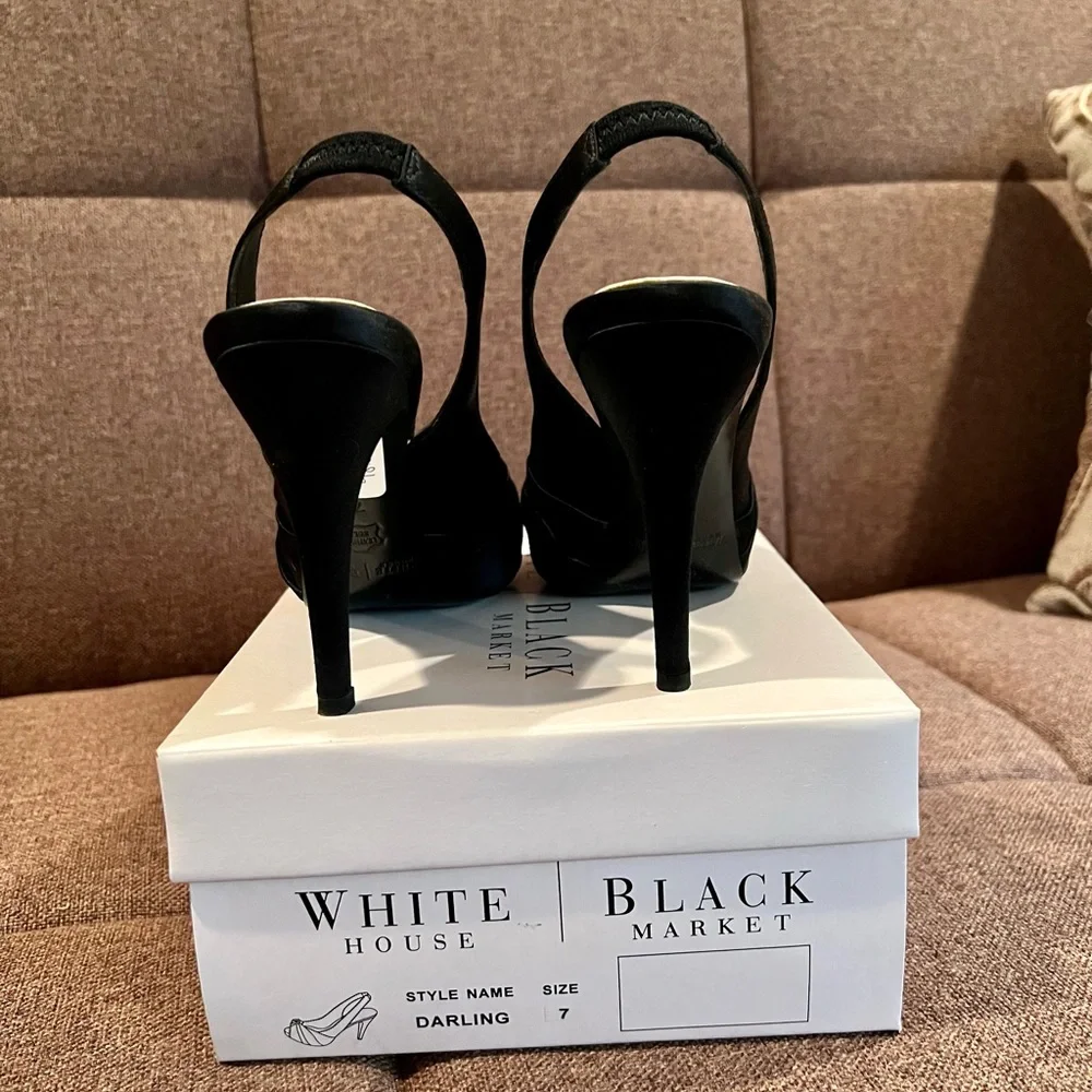 WHBM satin peep toe pumps - Picture 4 of 11